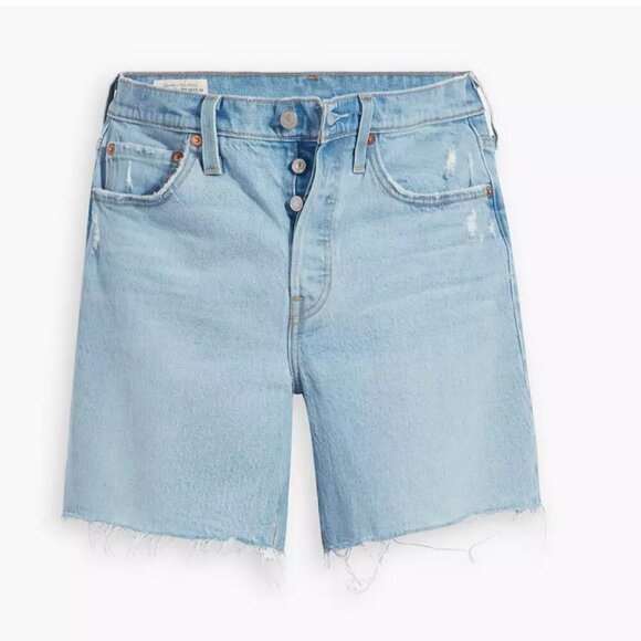 Levi's 501 Light Blue Frayed Jean Shorts Size 29 - Picture 1 of 8